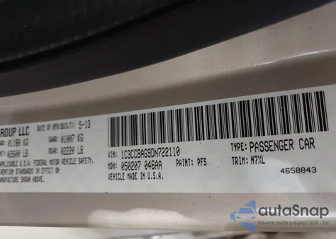 2013 Chrysler 200 Lx из США, поврежденный, VIN 1C3CCBAG9DN722110